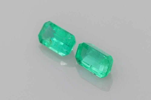Octagon Cut Emerald Gemstone, 0.56 Carat – Medium Intense Green, Matched Pair