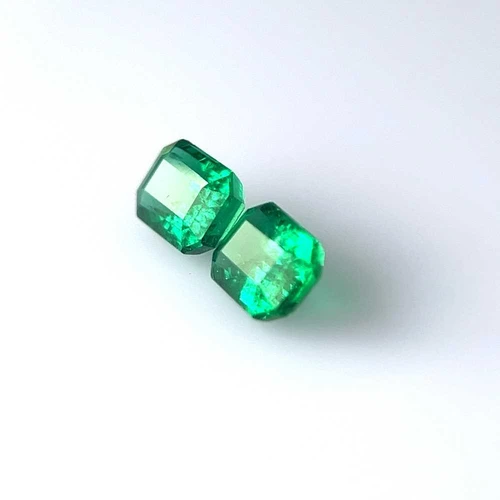Octagon Cut Emerald Gemstone – Medium Intense Green – 5.06 Carat, GIA Certified, Matched Pair