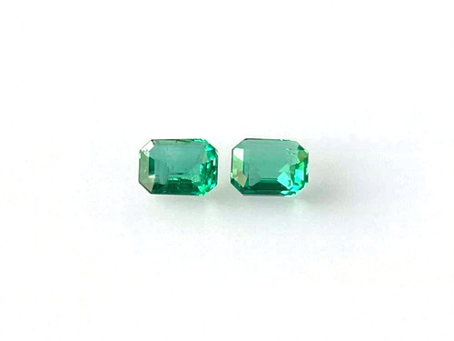 Octagon Cut Emerald Gemstone – 0.73 Carat, Medium Light Green, Matched Pair