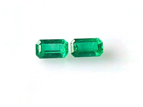 Octagon Cut Emerald Gemstone – Vivid Rich Green – 3.45 Carat, Matched Pair