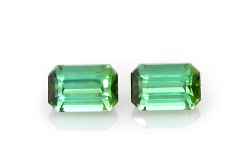 Octagon Cut Green Tourmaline Gemstone – 1.27 Carat, Vivid Rich, Matched Pair