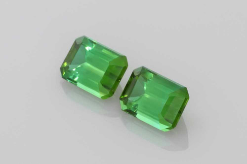 Octagon Cut Green Tourmaline Gemstone, 2.31 Carat – Vivid Intense, Matched Pair