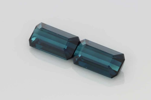 7.22 Carat Octagon Cut Indicolite Blue Tourmaline Gemstone – Vivid Intense Blue-Teal, Matched Pair