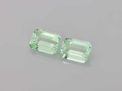 Octagon Cut Mint Tourmaline Gemstone, 2.9 Carat – Medium Intense Green, Matched Pair
