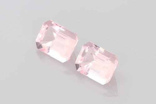 Vivid Intense Octagon Cut Pink Morganite Gemstone – 3.32 Carat, Matched Pair