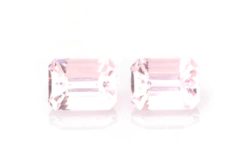 Octagon Cut Pink Morganite Gemstone – 3.41 Carat, Vivid Intense, Matched Pair