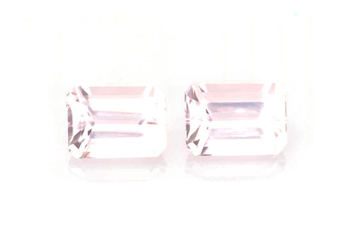 Vivid Intense Octagon Cut Pink Morganite Gemstone – 1.92 Carat, Matched Pair