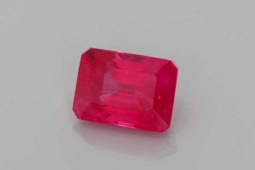 3 Carat Octagon Cut Ruby Gemstone, Medium Intense Red
