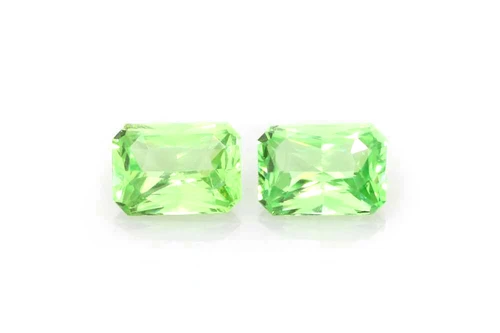 Octagon Cut Tsavorite Gemstone, 2.45 Carat – Medium Light Green, Unheated, Matched Pair