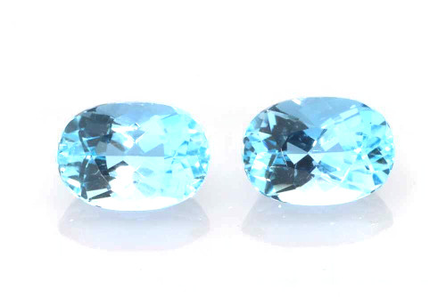 Oval Aquamarine Gemstone Matched Pair 1.7 Carat Vivid Intense
