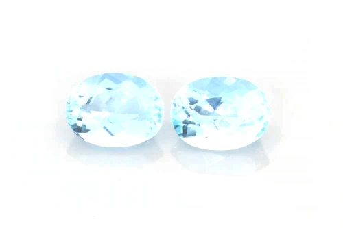 2.35 Carat Oval Aquamarine Gemstone – Medium Light Blue, Matched Pair