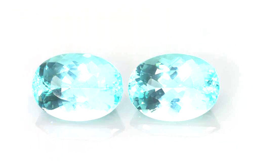 11.34 Carat Oval Aquamarine Gemstone, Medium Intense Blue, Matched Pair
