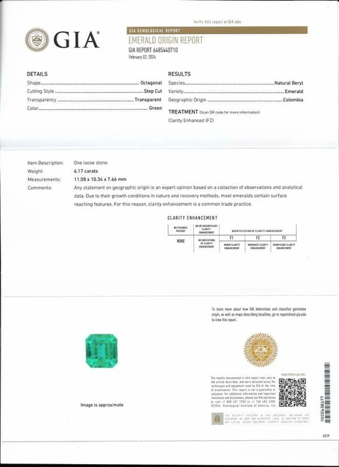 6.17 Carat Octagon Emerald Gemstone – Medium Intense Green, GIA Certified