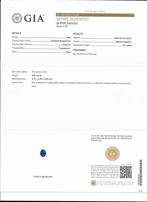 Oval Blue Sapphire Gemstone 0.81 Carat Vivid Intense