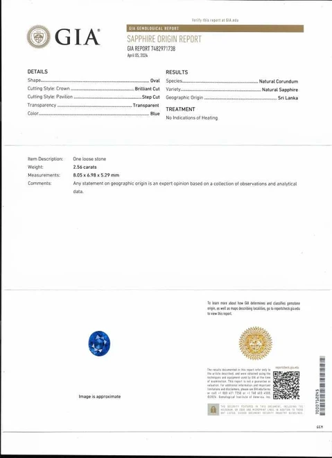 Oval Blue Sapphire Gemstone, 2.56 Carat – Vivid Intense, Unheated, GIA Certified