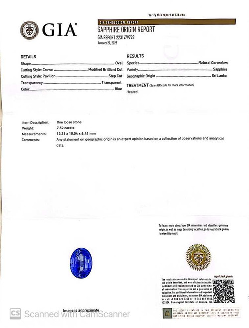 Oval Blue Sapphire Gemstone – 7.52 Carat, Medium Light, GIA Certified