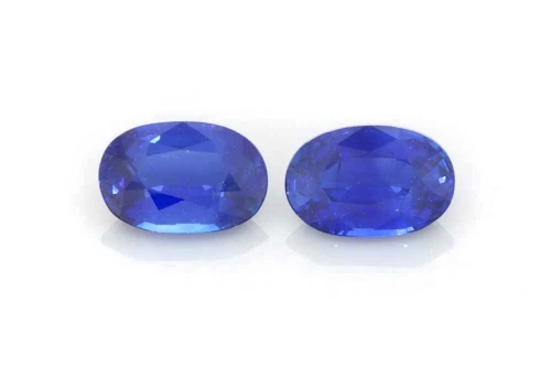 Oval Blue Sapphire Gemstone, 1.29 Carat – Vivid Intense, Matched Pair