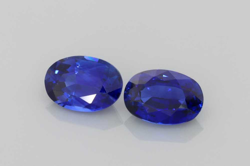 Oval Blue Sapphire Gemstone – 1.49 Carat, Vivid Intense, Matched Pair