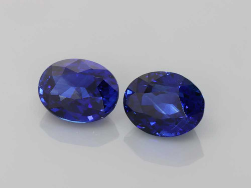 12.96 Carat Oval Blue Sapphire Gemstone – Vivid Intense, GIA Certified, Matched Pair