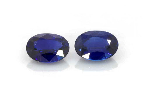 Oval Blue Sapphire Gemstone, 1.98 Carat – Vivid Intense, Matched Pair, Kanchanaburi Origin
