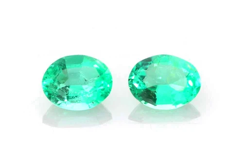 Oval Emerald Gemstone – Medium Intense Green – 0.54 Carat, Matched Pair