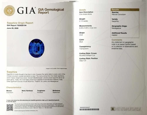 Oval Blue Sapphire Gemstone – Vivid Intense – 2.13 Carat, GIA Certified
