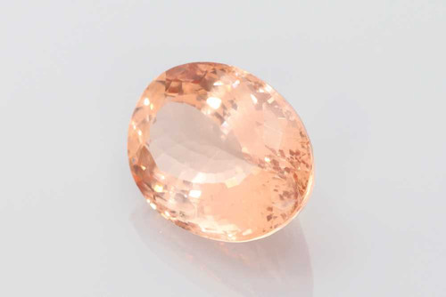 15.13 Carat Oval Peach Morganite Gemstone – Vivid Intense Orange-Pink-Peach