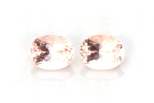 Oval Peach Morganite Gemstone, 3.96 Carat – Vivid Intense Orange-Pink-Peach, Matched Pair