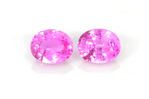 Oval Pink Sapphire Gemstone – Vivid Intense – 3.25 Carat, Matched Pair