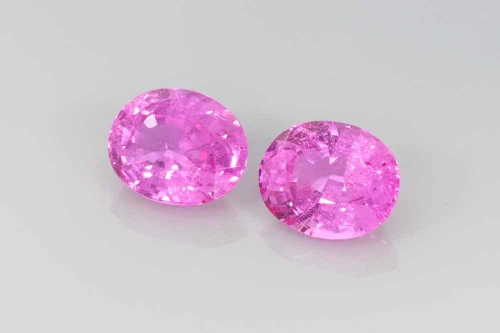Oval Pink Sapphire Gemstone – Vivid Intense – 3.25 Carat, Matched Pair