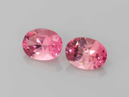 Oval Pink Tourmaline Gemstone, 2.45 Carat – Vivid Intense, Matched Pair