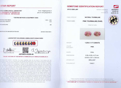 Oval Pink Tourmaline Gemstone, 2.45 Carat – Vivid Intense, Matched Pair