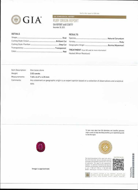 Oval Ruby Gemstone 2.02 Carat Vivid Intense