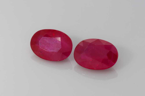 Oval Ruby Gemstone Matched Pair 2.01 Carat Vivid Intense