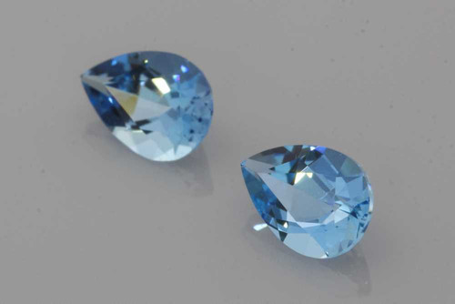 Pear Shape Aquamarine Gemstone – Deep Blue – 1.23 Carat, Matched Pair