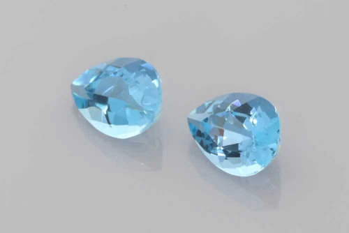 2.08 Carat Pear Shape Aquamarine Gemstone, Deep Blue, Matched Pair
