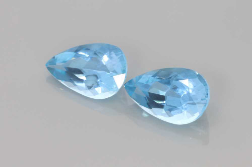 Pear Shape Aquamarine Gemstone, 3.7 Carat – Vivid Rich Blue, Matched Pair