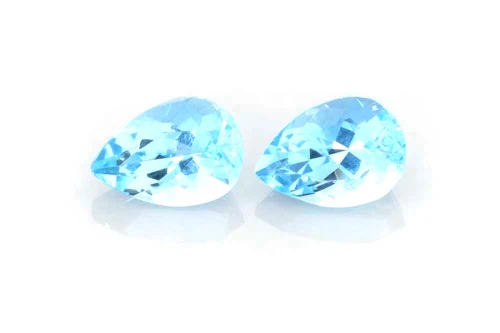 Pear Shape Aquamarine Gemstone – 1.37 Carat, Vivid Intense Blue, Matched Pair