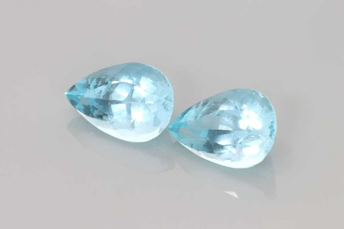 5.75 Carat Pear Shape Aquamarine Gemstone – Medium Intense Blue, Matched Pair