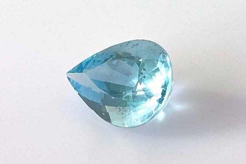 9.15 Carat Pear Shape Aquamarine Gemstone, Medium Intense Blue