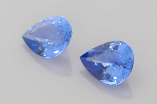 Pear Shape Blue Sapphire Gemstone – Medium Light – 3.45 Carat, Matched Pair