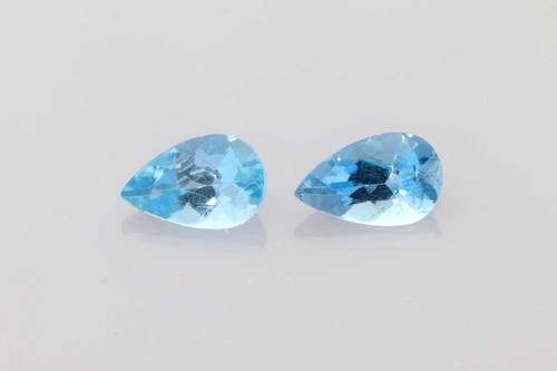 Vivid Intense Blue Pear Shape Aquamarine Gemstone – 1.4 Carat, Matched Pair