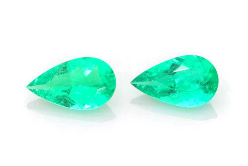 Pear Shape Emerald Gemstone – 2.79 Carat, Vivid Rich Green, Matched Pair
