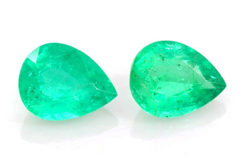 2.92 Carat Pear Shape Emerald Gemstone – Vivid Rich Green, Matched Pair
