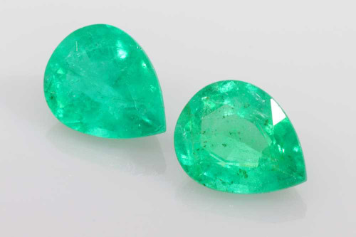 2.92 Carat Pear Shape Emerald Gemstone – Vivid Rich Green, Matched Pair