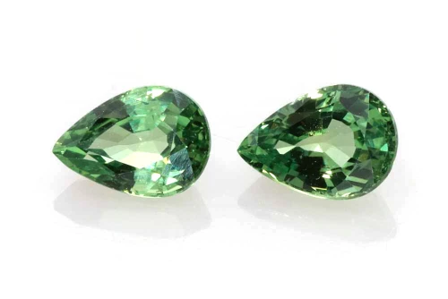 Pear Shape Green Sapphire Gemstone, 2.03 Carat – Medium Intense, Matched Pair