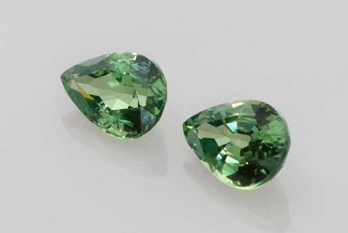 Pear Shape Green Sapphire Gemstone, 2.03 Carat – Medium Intense, Matched Pair