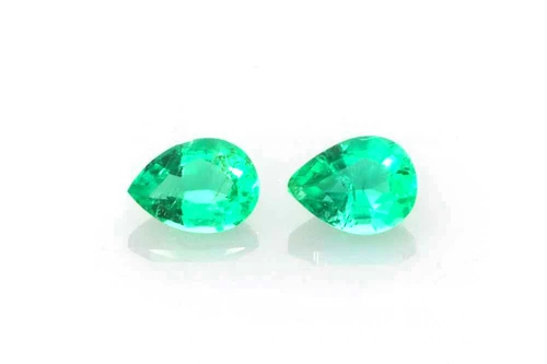 Vivid Intense Green Pear Shape Emerald Gemstone – 0.28 Carat, Matched Pair