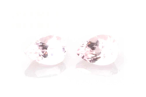 1.378 Carat Pear Shape Pink Morganite Gemstone – Vivid Intense, Matched Pair