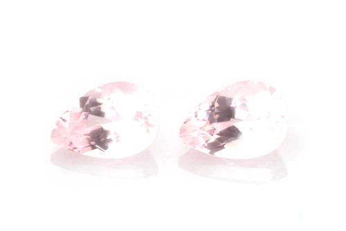 Pear Shape Pink Morganite Gemstone – 3.38 Carat, Vivid Intense, Matched Pair